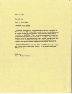 Memorandum from Mark H. McCormack to Barry Frank