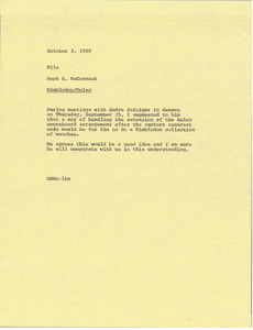 Memorandum from Mark H. McCormack to file