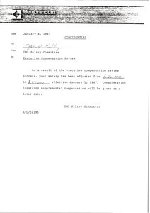 Memorandum from International Management Group salary committee to James Kelly