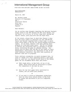 Letter from Mark H. McCormack to Michael Grade