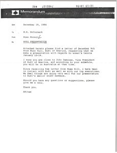 Memorandum from Alan Morell to Mark H. McCormack