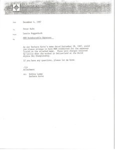 Memorandum from Laurie Roggenburk to Peter Kuhn