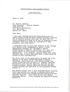 Letter from Mark H. McCormack to Ross H. Roberts