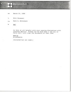 Memorandum from Mark H. McCormack to Eric Drossart