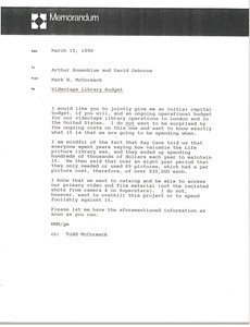 Memorandum from Mark H. McCormack to Arthur Rosenblum and David Osborne