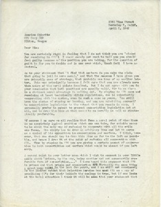 Letter from Caleb Foote to Americo Chiarito