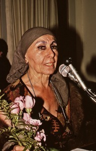 Louise Nevelson speaking at the Gala Benefit