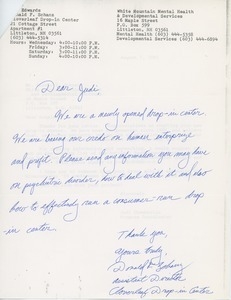 Letter from Donald F. Schanz to Judi Chamberlin