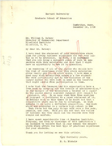 Letter from F. G. Nichols to William C. Matney