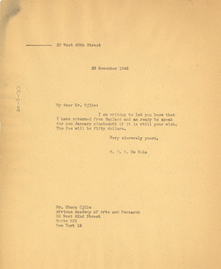 Letter from W. E. B. Du Bois to African Academy of Arts and Research