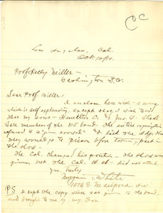 Letter from Morgan T. White to Kelly Miller