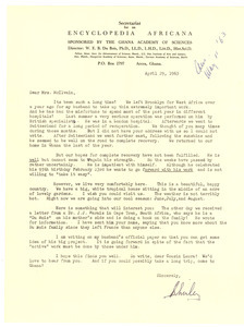Letter from Shirley Graham Du Bois to Laura McIlvain