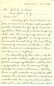 Letter from Harry W. Litchfield to W. E. B. Du Bois