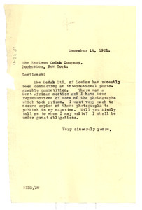 Letter from W. E. B. Du Bois to Eastman Kodak Company