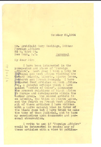 Letter from W. E. B. Du Bois to Foreign Affairs