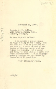 Letter from W. E. B. Du Bois to Captain A. T. Walden