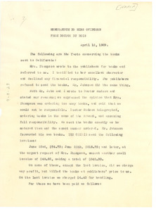 Memorandum from W. E. B. Du Bois to Mary White Ovington