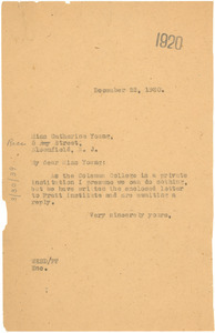 Letter from W. E. B. Du Bois to Catherine Young