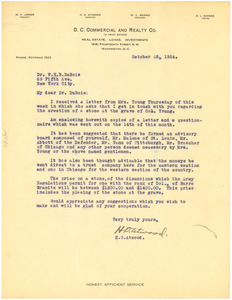 Letter from Henry O. Atwood to W. E. B. Du Bois