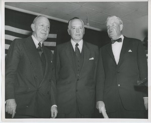 Unidentified man with Jeremiah Milbank, Sr. and Bruce Barton at Institute Day