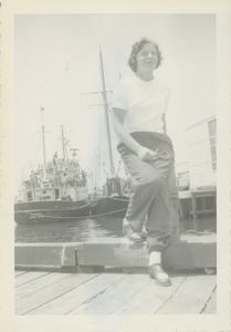 Bernice Kahn posing on a dock
