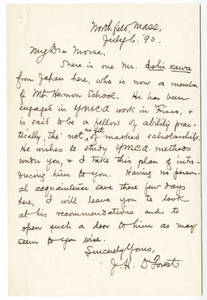 Letter from DeForest to Morse (July 6, 1890)