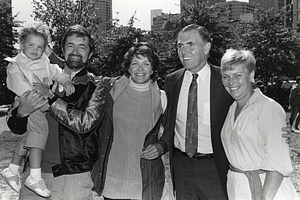 Mayor Raymond L. Flynn and Catherine Flynn with Parks and Recreation Commissioner William Coughlin, Jessica Coughlin and Francine Achbar