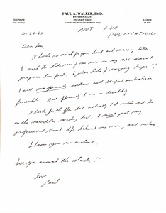 Correspondence from Paul Walker to Lou Sullivan (November 28, 1988)