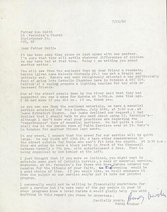 Correspondence from Randy Wicker to Father Ken Smith, July 1992