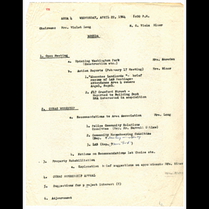 Agenda for Area 4 meeting and CURAC workshop held April 22, 1964
