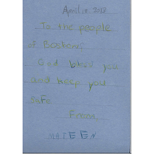 Letter from a Murphy Elementary School student (Richmond, California)
