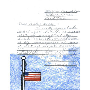 Letter from a student at Carmen Dragon Elementary School to the City of Boston (Antioch, California)