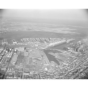 South Boston Waterfront, Navy Base, carriers docked, Logan International Airport, Harbor, Army Base, Boston, MA