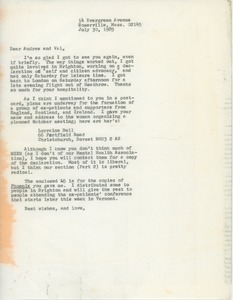 Letter from Judi Chamberlin to Andrew and Valerie Roberts