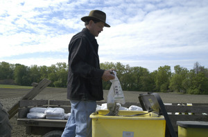 Lazy Acres Farm (Zuchowski Farm): Allan Zuchowski loading fertilizer for his corn crop