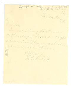 Letter from H. O. Short to Crisis