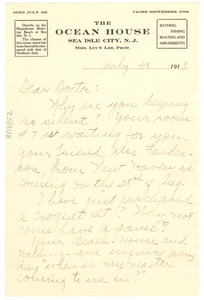 Letter from Lucy Lee to W. E. B. Du Bois