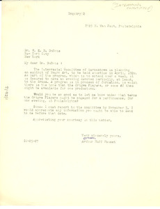 Letter from the Interracial Committee of Germantown, Pa to W. E. B. Du Bois