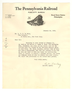 Letter from Pennsylvania Publicity Bureau to W. E. B. Du Bois