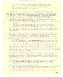 Resolution passed by a delegates conference of the South East Asia Committee held in London on 22 July 1951 and adopted by a large public meeting held during the evening of the same day