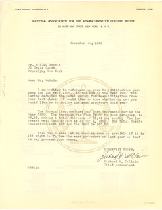 Letter from NAACP to W. E. B. Du Bois