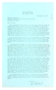 Letter from John W. Darr, Jr. to National Committee for a Sane Nuclear Policy Board of Directors