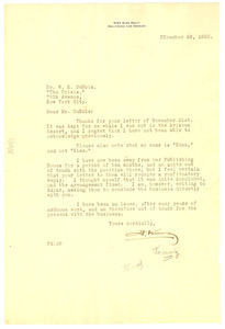 Letter from Theosophical Publishing House to W. E. B. Du Bois