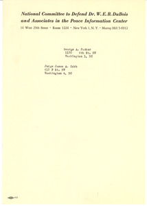 Addresses of George A. Parker and Judge James A. Cobb
