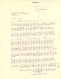 Letter from Cyrus G. Karuga to W. E. B. Du Bois