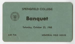 Fall 1965 Parent's Weekend Banquet ticket, Oct. 23, 1965