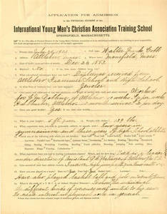 Walter Cobb admission application (1906)