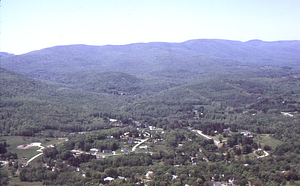 Aerial oblique view Birch Hill to the Taconic Ridge on 28 May 1972 south of the Hopkins Forest.