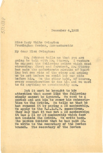 Letter from W. E. B. Du Bois to Mary White Ovington