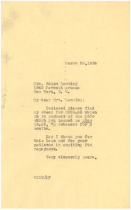 Letter from W. E. B. Du Bois to Helen F. Lanning